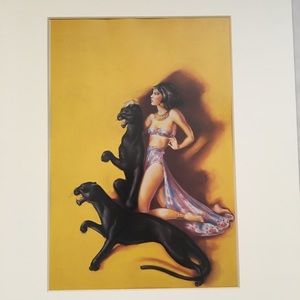 Panther Jaguar lady matted art Pulp Pop